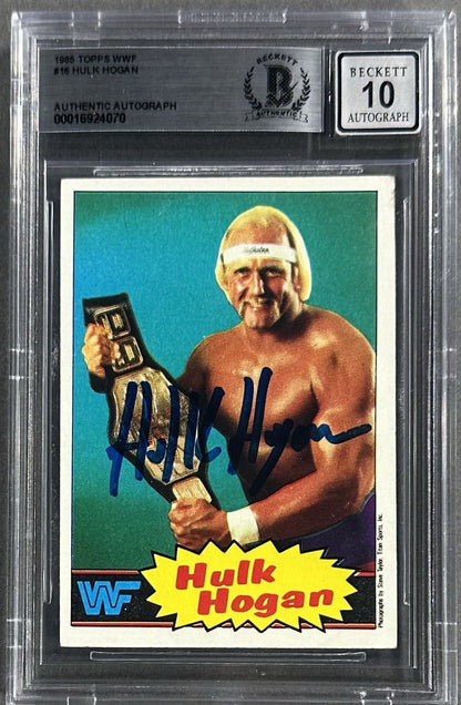 Hulk Hogan Signed 1985 Topps WWF #16 Card BGS 10 Gem Mint Autograph Wrestling