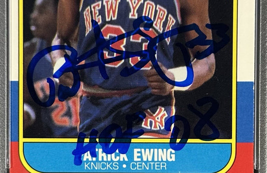 Patrick Ewing Signed 1986 Fleer #32 Rookie PSA 10 Gem Mint HOF 08 Auto Knicks RC