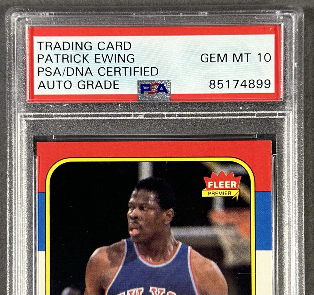 Patrick Ewing Signed 1986 Fleer #32 Rookie PSA 10 Gem Mint HOF 08 Auto Knicks RC
