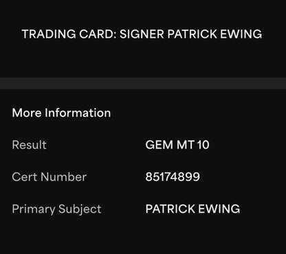 Patrick Ewing Signed 1986 Fleer #32 Rookie PSA 10 Gem Mint HOF 08 Auto Knicks RC