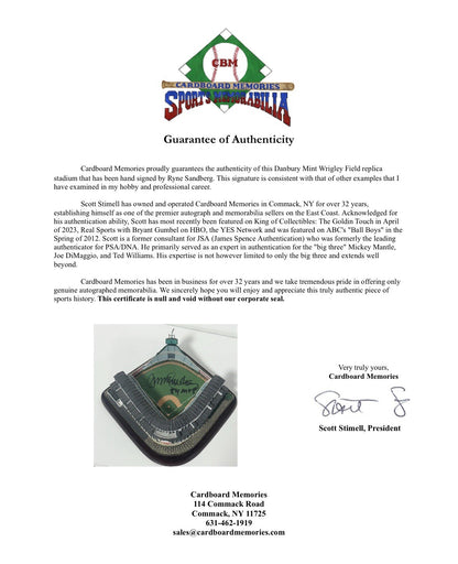Ryne Sandberg Signed Danbury Mint Wrigley Field Stadium 84 MVP Auto Cubs COA HOF