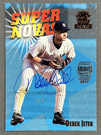 Derek Jeter Signed 2017 Topps Archives 1999 Super Novas 172 1/1 HOF Auto Yankees