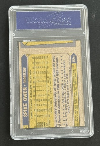 1987 TOPPS WRONG BACK ERROR BARRY BONDS ROOKIE Rc CARD SPIKE OWEN BACK Gem Mt 10