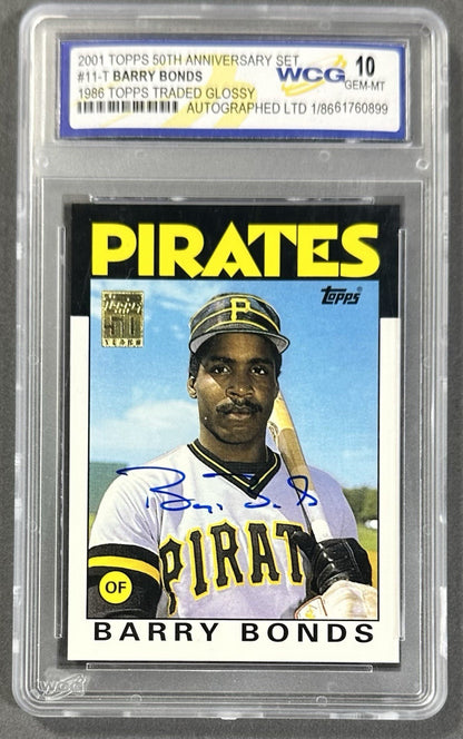Barry Bonds Signed 2001 Topps 50th 1986 Traded Glossy /86 Auto WCG 10 Goldin Coa