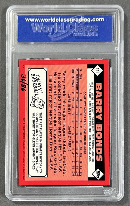 Barry Bonds Signed 2001 Topps 50th 1986 Traded Glossy /86 Auto WCG 10 Goldin Coa