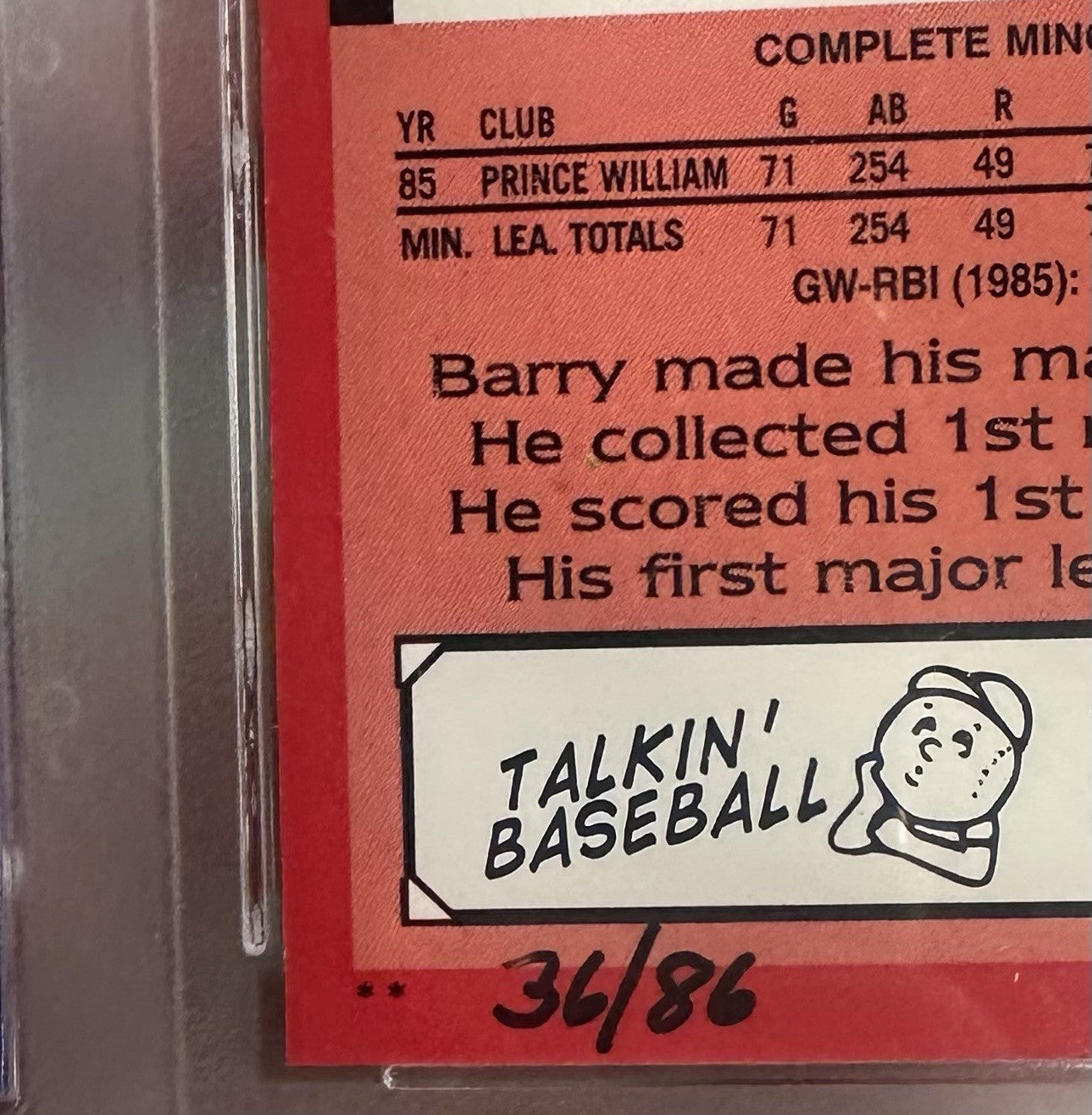 Barry Bonds Signed 2001 Topps 50th 1986 Traded Glossy /86 Auto WCG 10 Goldin Coa