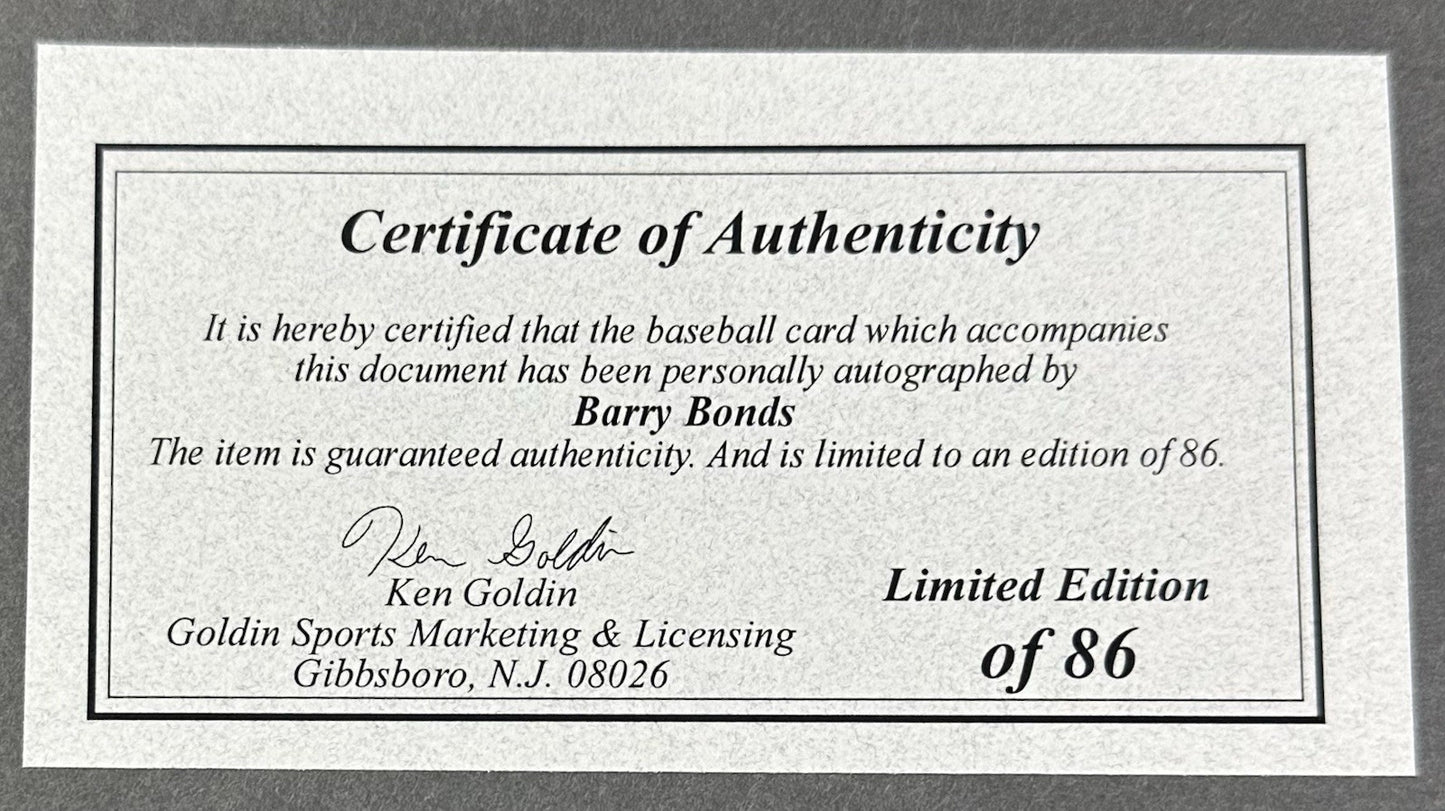 Barry Bonds Signed 2001 Topps 50th 1986 Traded Glossy /86 Auto WCG 10 Goldin Coa