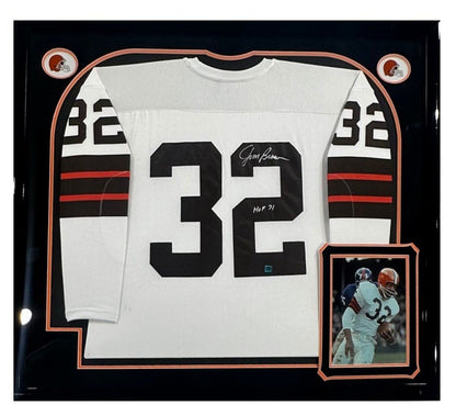 Jim Brown Signed Framed Browns Authentic M+Ness Jersey HOF 71 Autograph AJ Auth