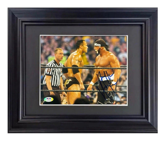 Hulk Hogan Signed 8x10 Framed Photo WWF Wrestling Autograph The Rock PSA COA