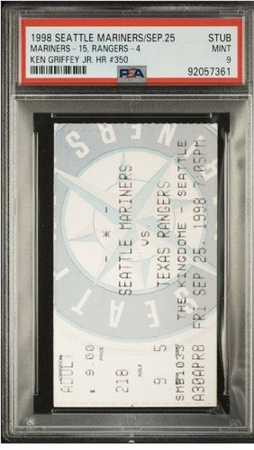 Ken Griffey Jr HR #350 & 56 Homerun Ticket Stub 1998 Psa 9 Mint Pop 2 Mariners