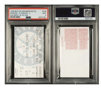 Ken Griffey Jr HR #350 & 56 Homerun Ticket Stub 1998 Psa 9 Mint Pop 2 Mariners