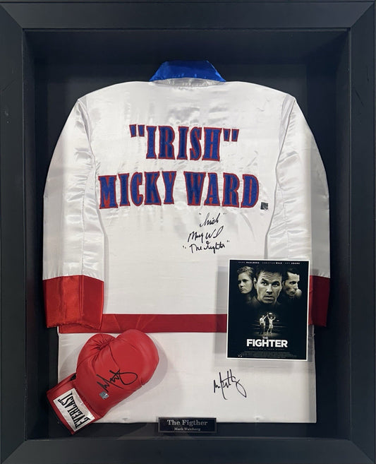 Mark Wahlberg Micky Ward Signed Framed Boxing Robe Glove Irish Fighter Auto COA