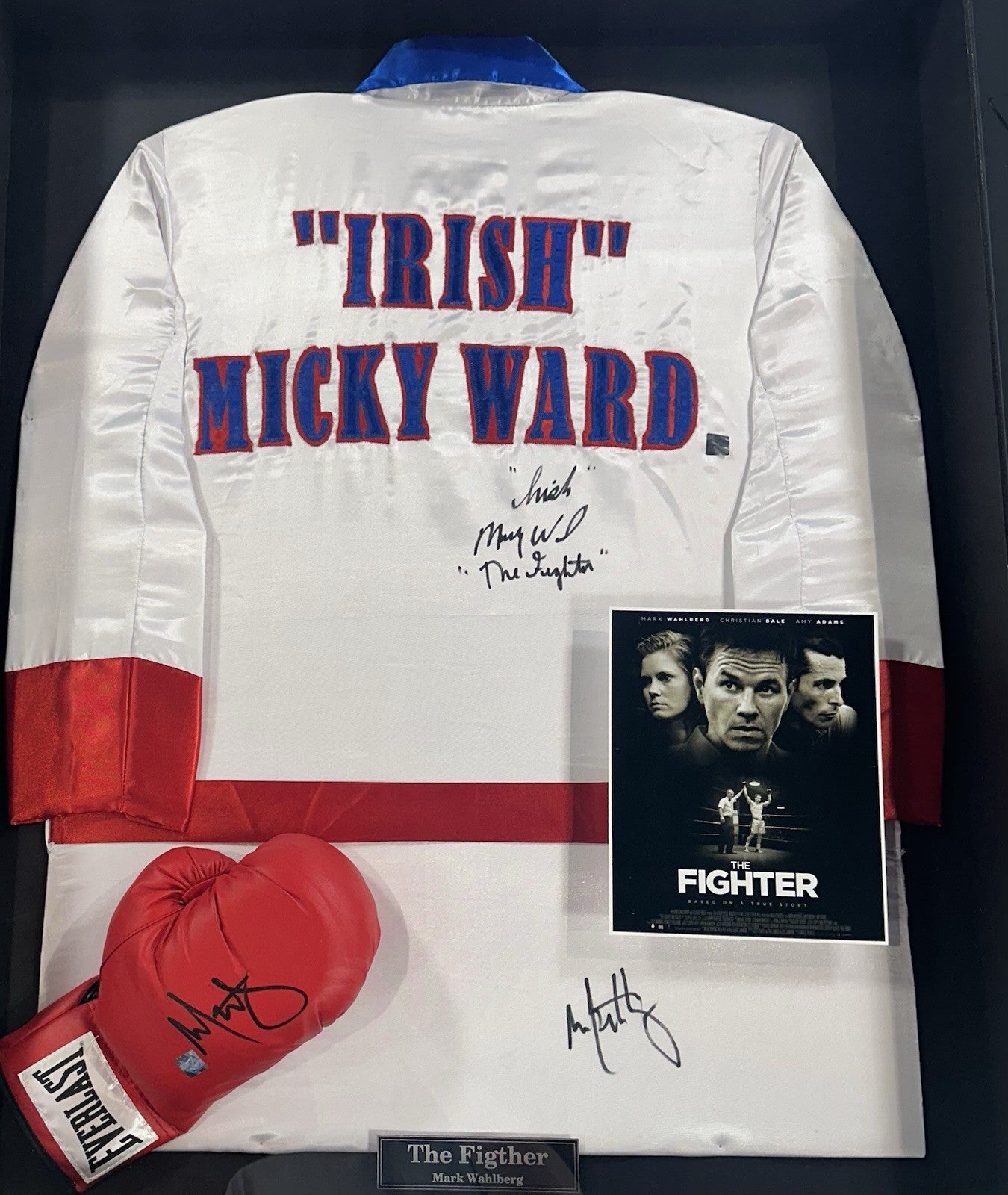 Mark Wahlberg Micky Ward Signed Framed Boxing Robe Glove Irish Fighter Auto COA