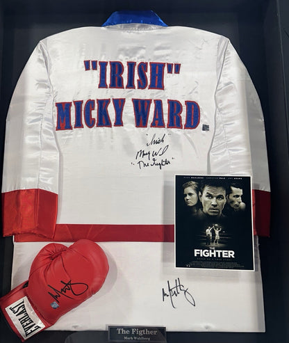 Mark Wahlberg Micky Ward Signed Framed Boxing Robe Glove Irish Fighter Auto COA