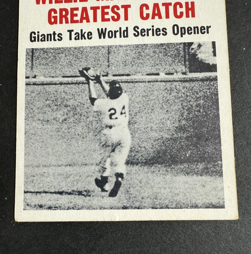 1961 Nu-Card Scoops 427 Willie Mays Greatest Catch 1954 World Series Nm Giants