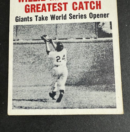 1961 Nu-Card Scoops 427 Willie Mays Greatest Catch 1954 World Series Nm Giants