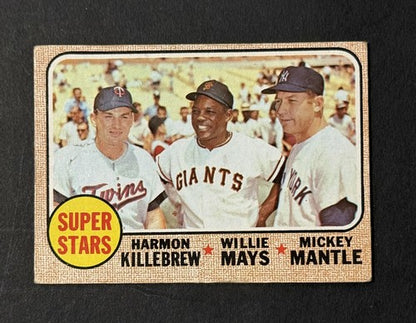 1968 Topps #490 Mickey Mantle VG Paper CREASE Willie Mays Harmon Killebrew