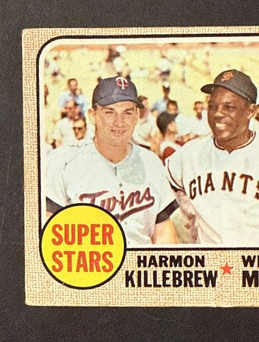 1968 Topps #490 Mickey Mantle VG Paper CREASE Willie Mays Harmon Killebrew