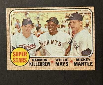 1968 Topps #490 Mickey Mantle VG Paper CREASE Willie Mays Harmon Killebrew