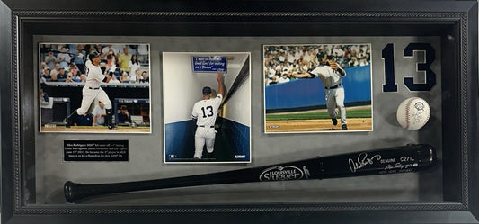 Alex Rodriguez Signed Bat + Baseball Shadowbox Yankees 3000 Hit Auto Steiner COA