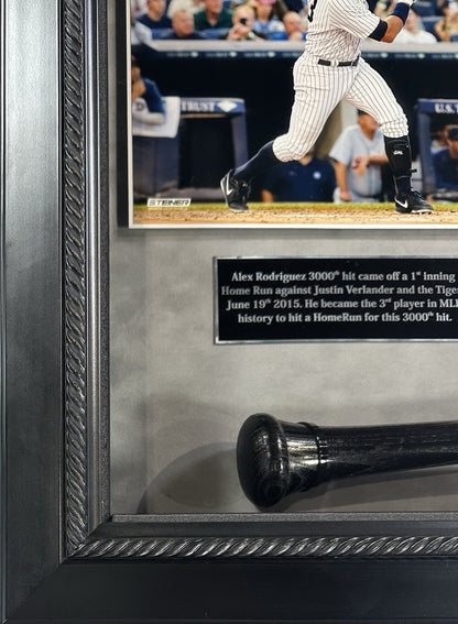 Alex Rodriguez Signed Bat + Baseball Shadowbox Yankees 3000 Hit Auto Steiner COA