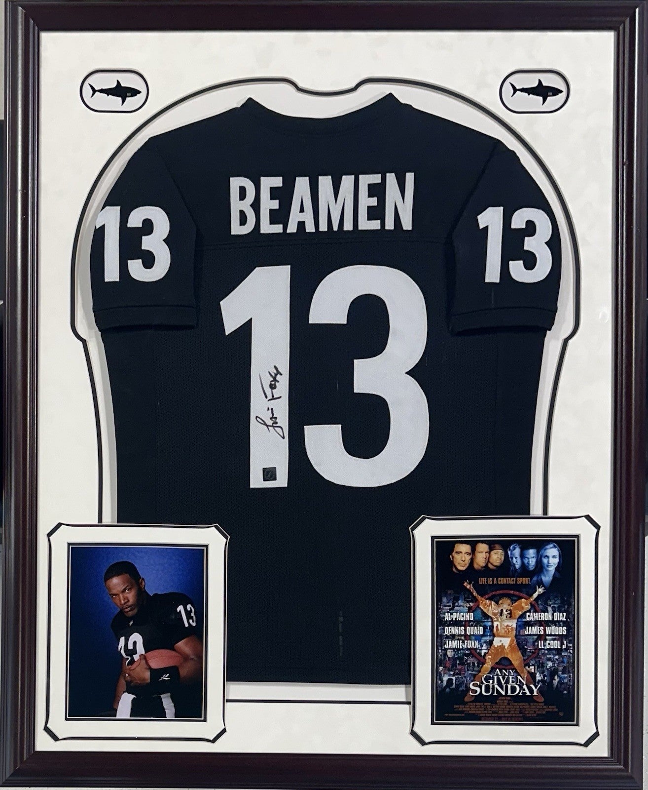 Jamie Foxx Willie Beaman Signed Framed Sharks Jersey Any Given Sunday Auto COA