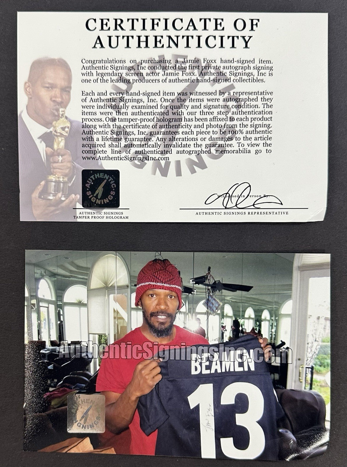 Jamie Foxx Willie Beaman Signed Framed Sharks Jersey Any Given Sunday Auto COA