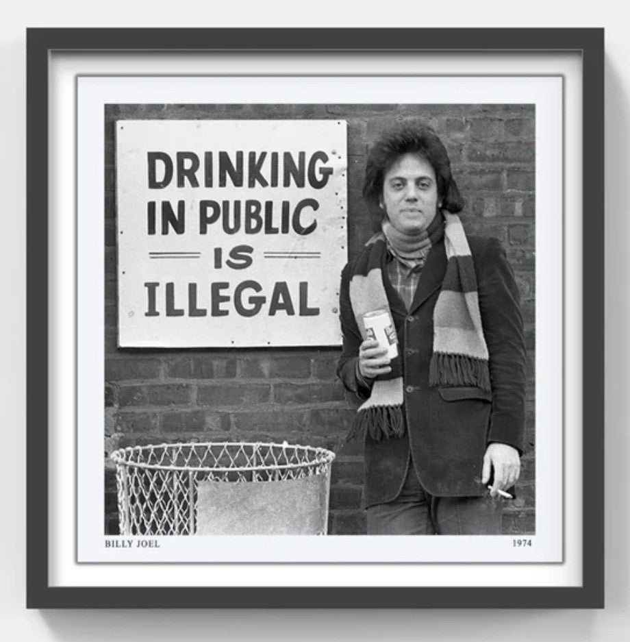 Billy Joel 25x25 Black /w B&W Framed 3D Drinking In Public Is Illegal 1974 Photo
