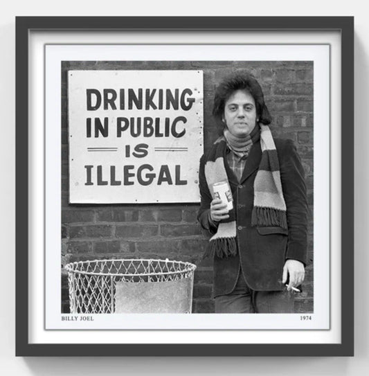 Billy Joel 25x25 Black /w B&W Framed 3D Drinking In Public Is Illegal 1974 Photo