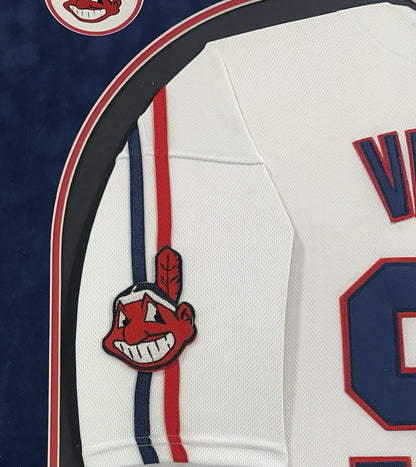 Charlie Sheen Rick Vaughn Signed Framed Indians Jersey Major League Auto Steiner