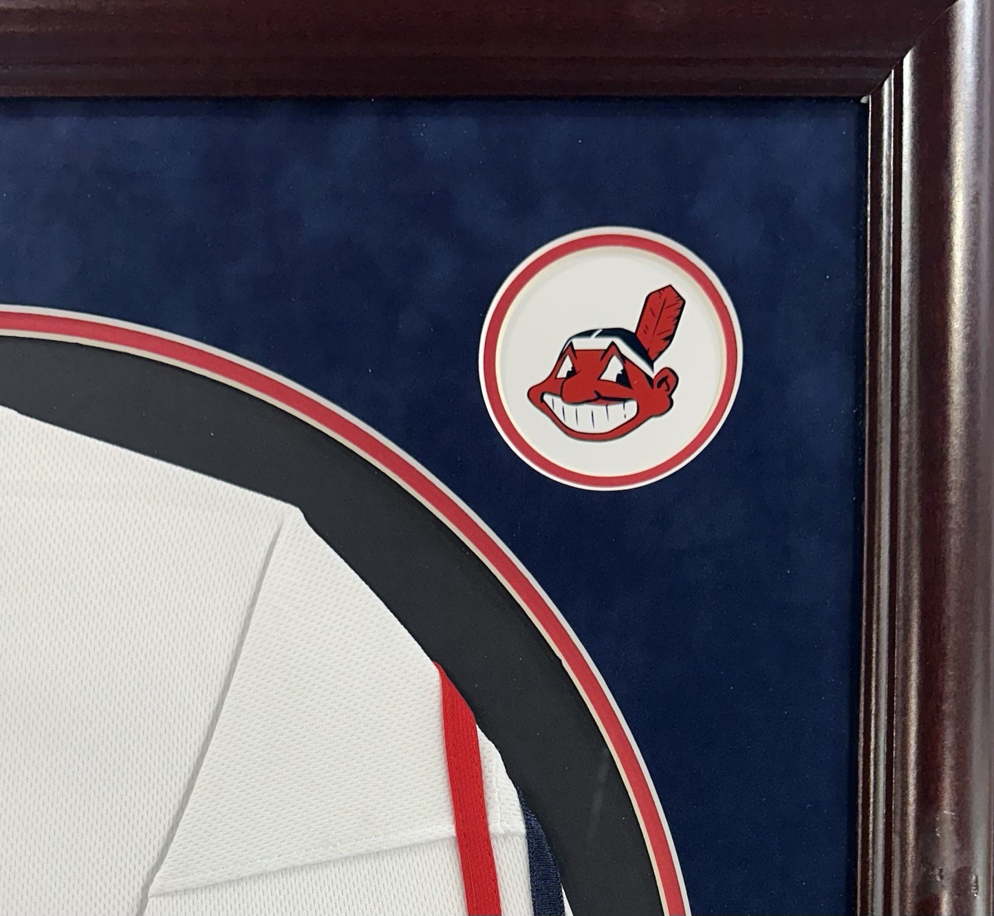 Charlie Sheen Rick Vaughn Signed Framed Indians Jersey Major League Auto Steiner