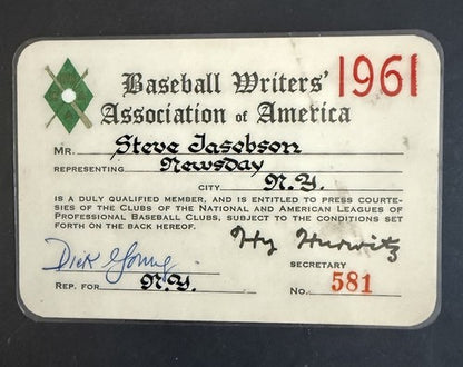 BBWAA Pass Ticket Carl Yastrzemski Debut 1st Hit HR Red Sox Roger Maris 61 HR
