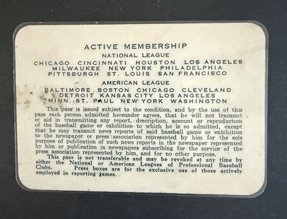 BBWAA Pass Ticket Carl Yastrzemski Debut 1st Hit HR Red Sox Roger Maris 61 HR