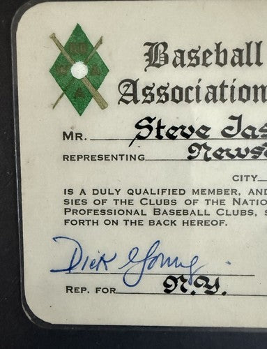BBWAA Pass Ticket Carl Yastrzemski Debut 1st Hit HR Red Sox Roger Maris 61 HR