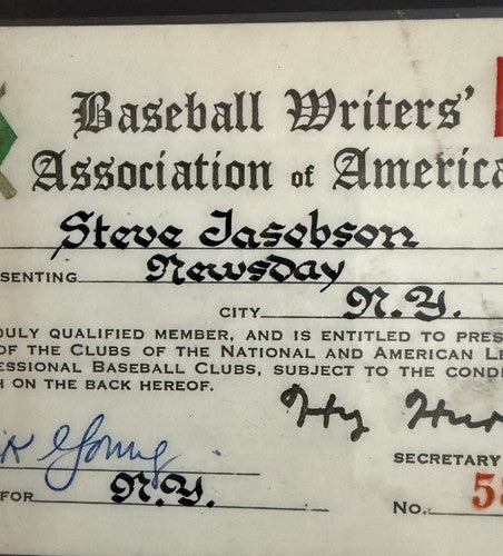 BBWAA Pass Ticket Carl Yastrzemski Debut 1st Hit HR Red Sox Roger Maris 61 HR