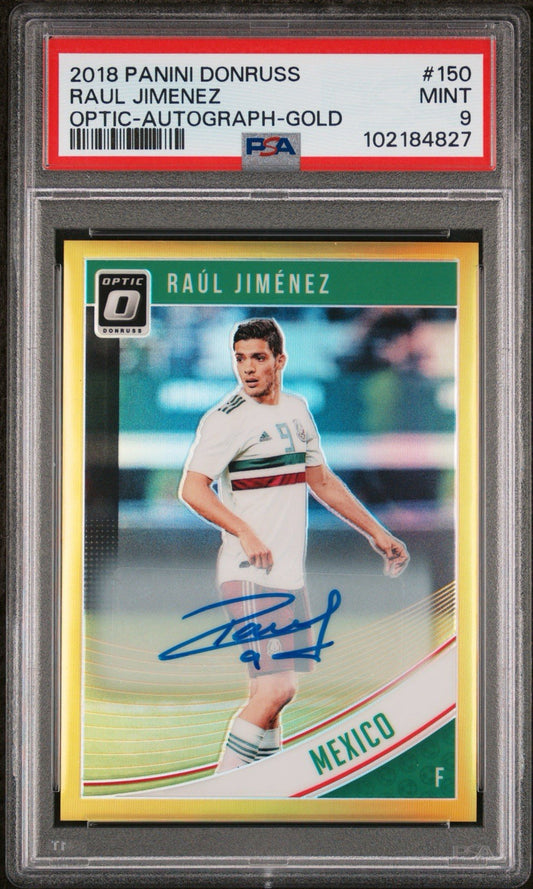 2018 Panini Donruss Raul Jimenez PSA 9 Optic Auto Gold /10 Mexico Mint #150