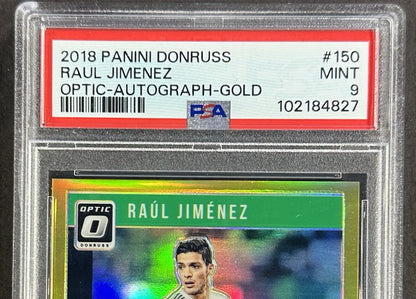 2018 Panini Donruss Raul Jimenez PSA 9 Optic Auto Gold /10 Mexico Mint #150