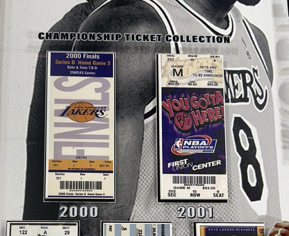 Kobe Bryant Framed 25x32 3D Photo LA Lakers Facsimile Championship Tickets HOF