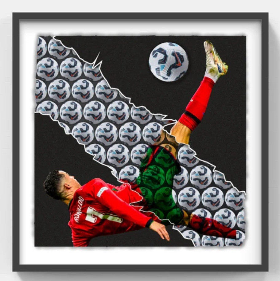 Cristiano Ronaldo 30x30 Framed 3D Ripping Through Photo Portugal Soccer Collage
