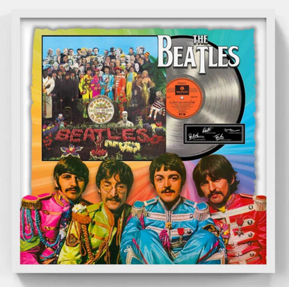 The Beatles 26x26 Framed 3D Photo Sgt Peppers Lonely Hearts Club Platinum Record