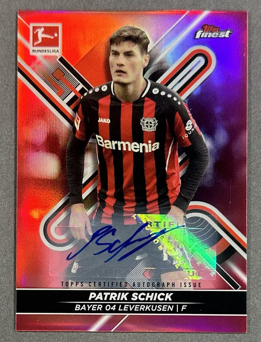 2021-22 Topps Finest Bundesliga Patrik Schick Auto Red Refractor 5/5 Leverkusen