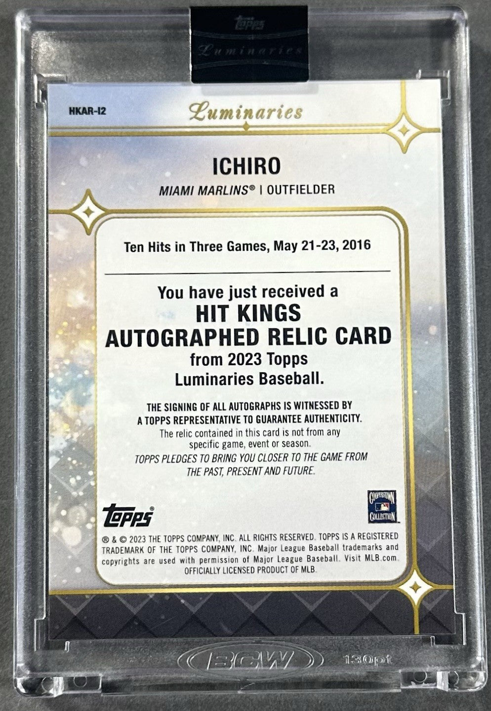 2023 Topps Luminaries Hit Kings Ichiro Auto Patch Relic /15 Sealed HOF Marlins
