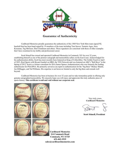 1969 Mets WS Team Signed NL Baseball Tom Seaver Tug McGraw Agee  19 Auto COA HOF