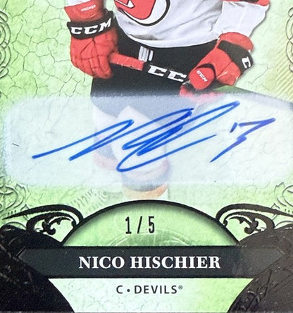 2020 /21 Artifacts Nico Hischier Dual Mint Auto 1/5 New Jersey Devils