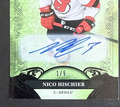 2020 /21 Artifacts Nico Hischier Dual Mint Auto 1/5 New Jersey Devils