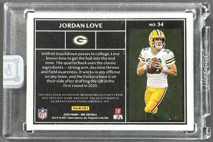 2020 Panini One Jordan Love Auto Blue /75 Dual Patch RPA Rookie Sealed Packers
