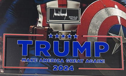 Donald Trump 22x22 Framed 3D Photo Captain America 2024 MAGA Facsimile Auto
