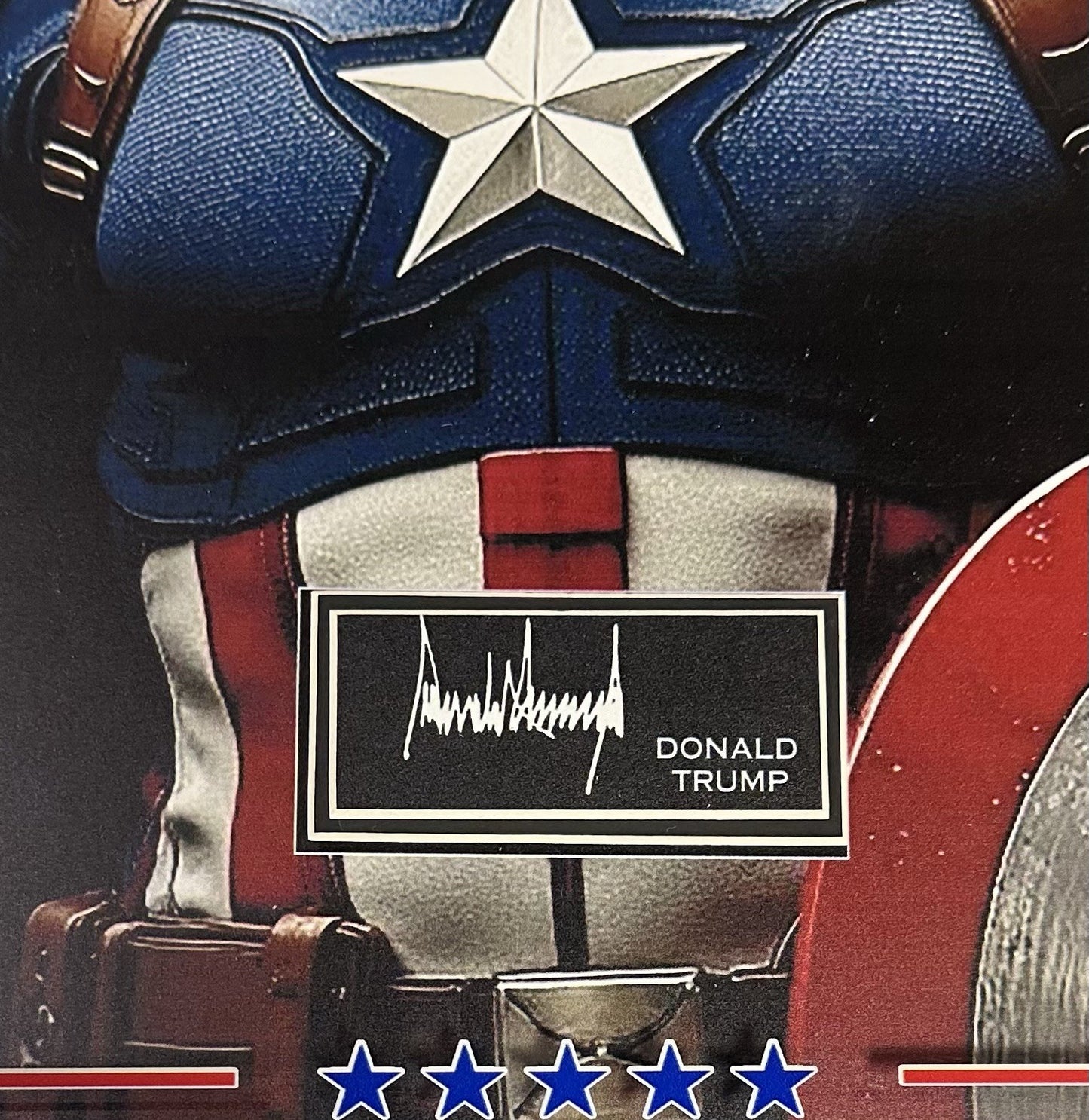 Donald Trump 22x22 Framed 3D Photo Captain America 2024 MAGA Facsimile Auto