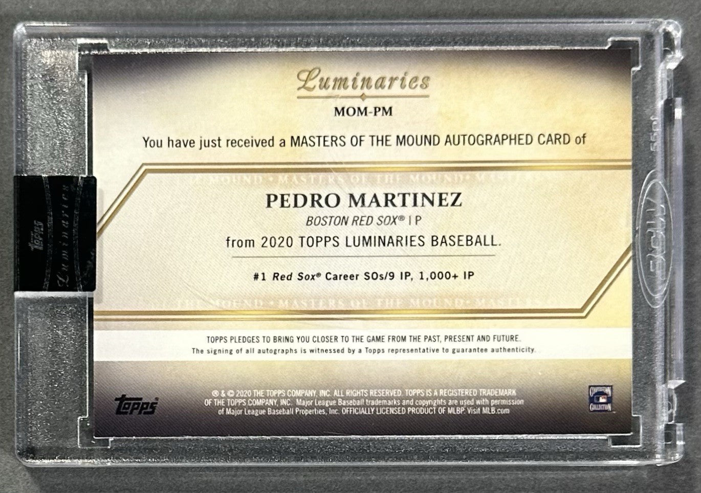 2020 Topps Luminaries Masters of Mound Pedro Martinez Mint Auto /10 HOF Sealed