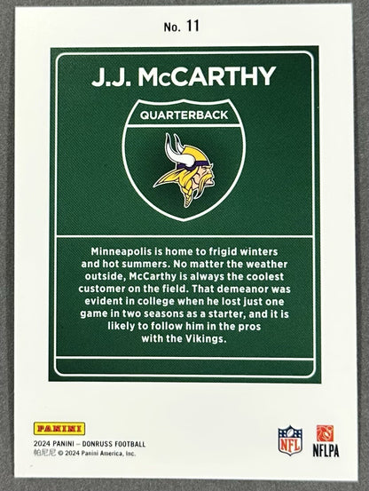 2024 Panini Donruss Football JJ McCarthy Rookie Downtown RC Vikings #11 SSP